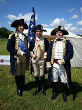 General George Washington (Carl Closs), General Lafayette and Colonel Alexander Hamilton (Gene Pisasale) at the Battle of Brandywine Reenactment 2014